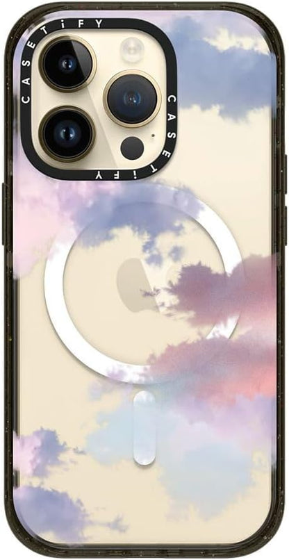 CASETiFY Impact iPhone 14 Pro Case [4X Military Grade Drop Tested / 8.2ft Drop Protection/Compatible with Magsafe] - Clouds - Glossy Black