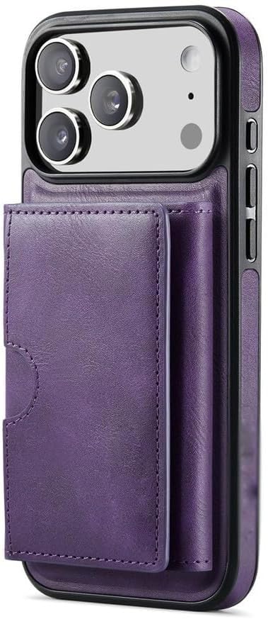Wallet Case for iPhone 17 Pro Max/17/17 Pro/17 Air, Magnetic 2 in 1 Detachable Back Card Slots Heavy Duty Protection Cover Kickstand Supports Wireless Charging Case (17,Purple)