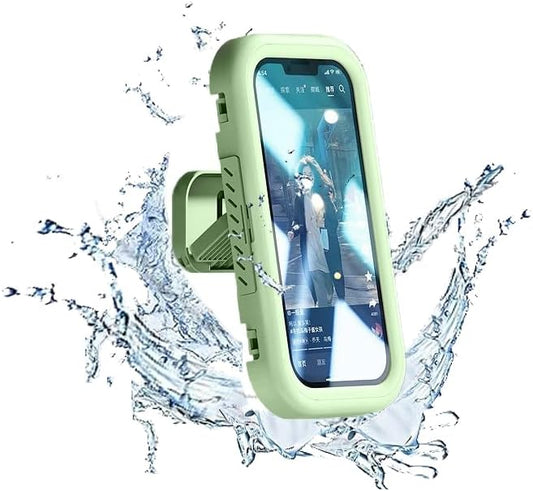 Shower Phone Holder Waterproof - 360° Bathroom Wall Phone Mount Stand Water Proof Anti Fog Case, Suitable for Phones Under 7 inches (First Generation Green)