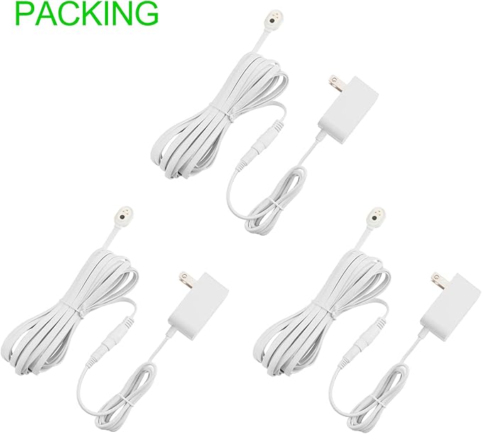 Uogw 3Pack 25FT Magnetic Charging Cable for Arlo Pro 5S 2K/Arlo Pro 4/Arlo Ultra 2/Arlo Pro3/Arlo Ultra/Go 2 Camera,Power Adapter and Power Cable,Weatherproof Outdoor - (White)