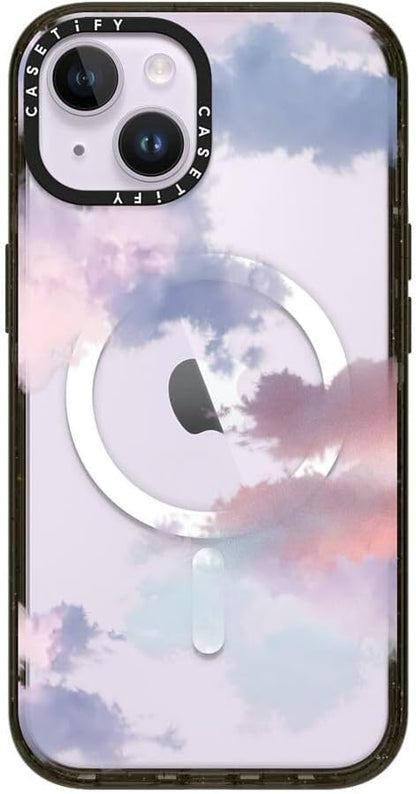 CASETiFY Impact iPhone 14 Case [4X Military Grade Drop Tested / 8.2ft Drop Protection/Compatible with Magsafe] - Clouds - Glossy Black