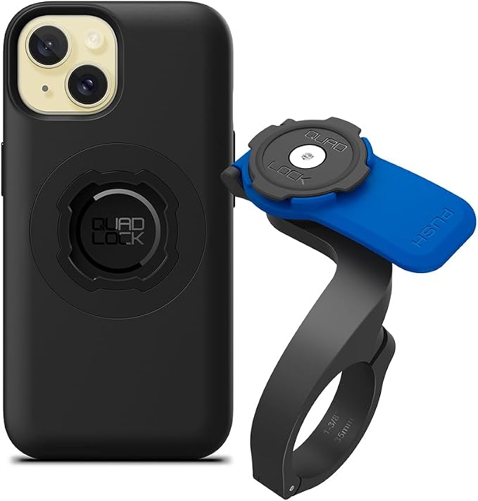 Quad Lock Out Front Handlebar Bike Phone Mount (V3) with MAG Phone Case for iPhone 15