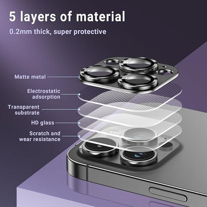 AFARER 2 Pack Camera Lens Protector for iPhone 16 Pro/16 Pro Max,Strong Powerful Not Easy to Break 9H Tempered Glass Cover (Natural Titanium Grey)
