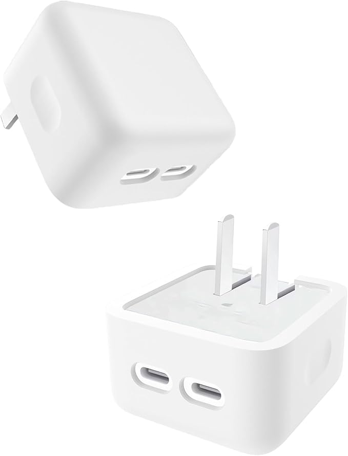 Case for Apple 35W Dual USB-C Port Compact Power Adapter, FJIASTB Kids-Friendly Soft Silicone Protective Cover, Shockproof (White)