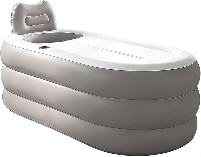 Inflatable Bathtub with Electric Air Pump and Bath Pillow - Portable Bathtub with Zippered Lid and Cup Holder Suitable for Indoor and Outdoor Use