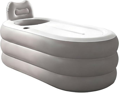 Inflatable Bathtub with Electric Air Pump and Bath Pillow - Portable Bathtub with Zippered Lid and Cup Holder Suitable for Indoor and Outdoor Use
