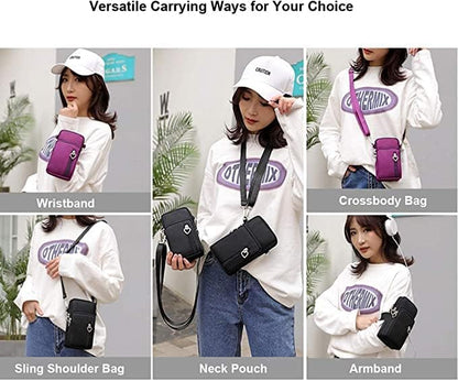 Women Crossbody Cell Phone Purse Wristband Sport Armband Wallet Bag Zipper Nylon Handbags