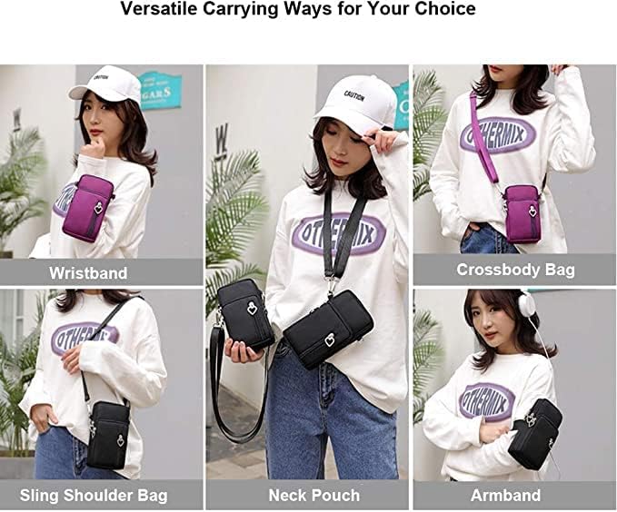 Women Crossbody Cell Phone Purse Wristband Sport Armband Wallet Bag Zipper Nylon Handbags