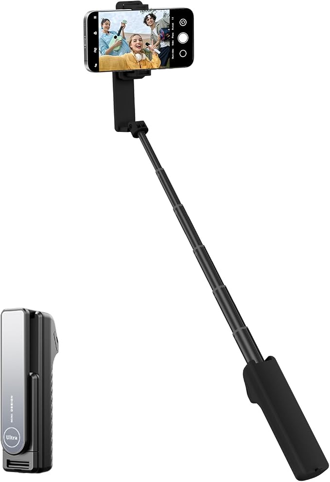Selfie Stick with Wireless Remote – Portable Selfie Stick for iPhone & Android, Lightweight Foldable Travel Phone Holder for Cell Phone, for Photograph, Video Recording, Streaming, Black