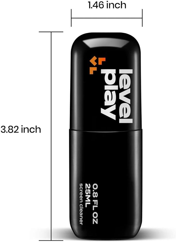 Levelplay Screen Cleaner Kit – Fingerprint-Resistant Touchscreen, Monitor & Lens Cleaner, Alcohol- and Ammonia-Free, Washable Microfiber Wipe (Small), 25 mL (0.85 fl oz) Spray Bottle