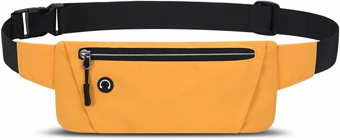 Lightweight Running Belt for Phone with Waterproof Fanny Pack, Adjustable Buckle, and Earphone Port - Store Essentials Snugly for Fitness, Cycling, and Travel, Ginger Yellow, Sport, XYB-1
