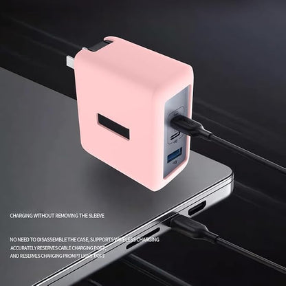 Protective Silicone Soft Cover Suitable for Anker 100W B2145 Charger Scratch-Proof Shockproof Anti-Drop Dust Protection Case Accessories (Pink)