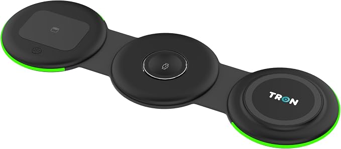 Tron 3 in 1 Foldable Magnetic Wireless Charger - Travel Charging Pad Dock for Apple Watch iPhone 16 15 14 13 12 Pro Max Plus & Airpod