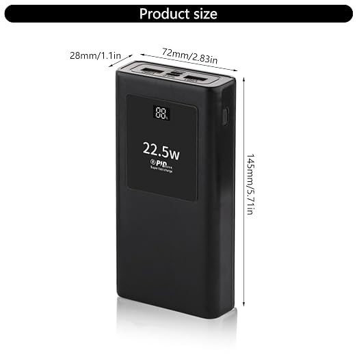 PD22.5W Polymers Charging Case Mobile Power Supply Enclosure Case Led Display Aluminum Alloy Shell Polymers Battery Charging Box