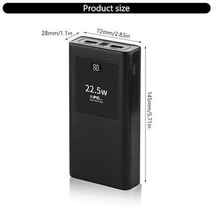 PD22.5W Polymers Charging Case Mobile Power Supply Enclosure Case Led Display Aluminum Alloy Shell Polymers Battery Charging Box