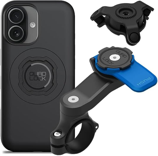 Quad Lock Motorcycle Handlebar Mount Kit with Vibration Dampener and MAG Phone Case for iPhone 17