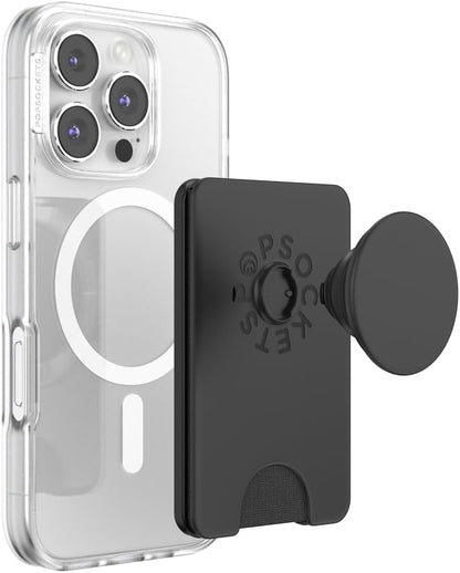 PopSockets Kick-Out Wallet for MagSafe, Adjustable Kickstand, Magnetic Stand, Black - Black