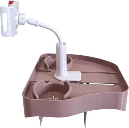 Hot Tub Tray with Adjustable Phone Holder, Hot Tub Accessories with 2 Cup Holder, A Nonslip Hot Tub Accessories Shelf Drinks Snacks Phone Holder for Spa Bathtub(Taro Gray)