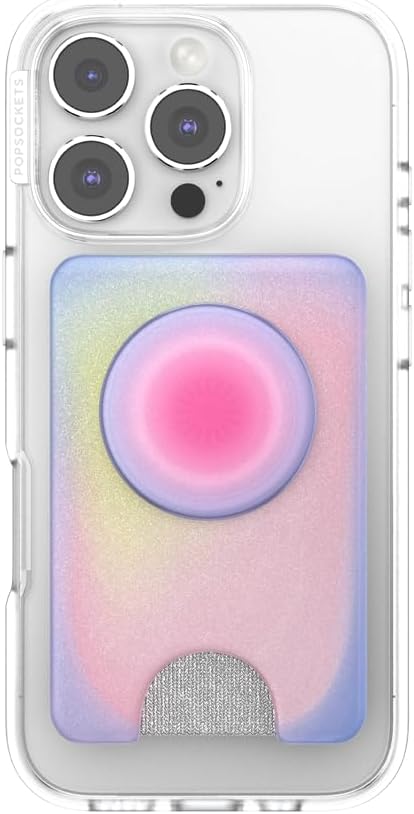 PopSockets Kick-Out Wallet for MagSafe, Adjustable Kickstand, Magnetic Stand, Rainbow - Aura