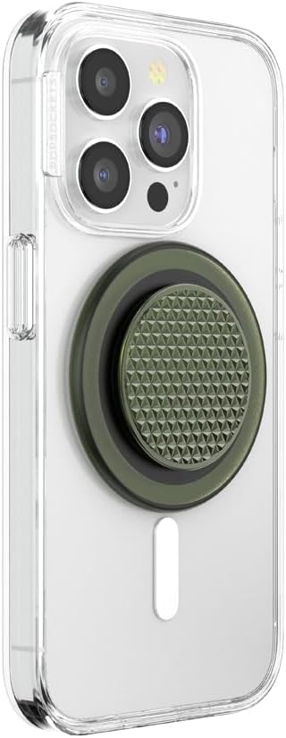 PopSockets Phone Grip for MagSafe, Magnetic Holder, Phone Stand, Green - Triangle Knurl Olive