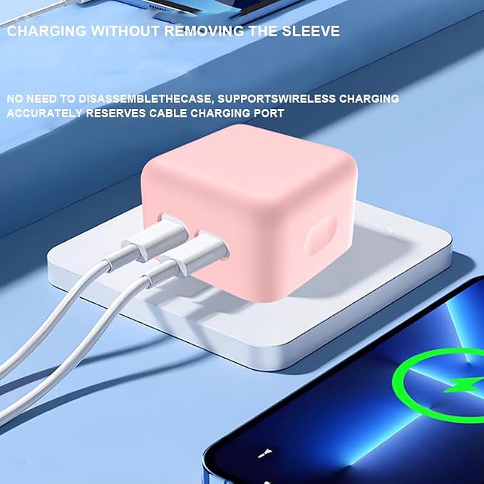 Silicone Protective Case Cover for Apple 35W Double USB-C Power Adapter,Shockproof Drop-Resistant Dust-Proof All-Round Protection Skin Shell (Gray)