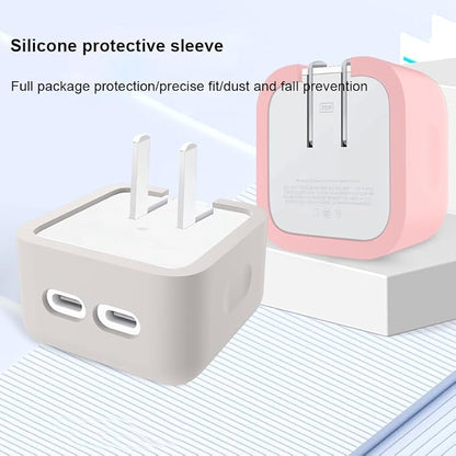 Silicone Protective Case Cover for Apple 35W Double USB-C Power Adapter,Shockproof Drop-Resistant Dust-Proof All-Round Protection Skin Shell (Pink)