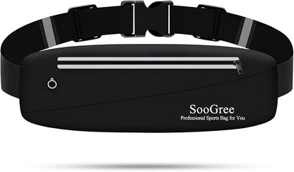 SooGree Slim Fanny Packs for Women Men,Waterproof Waist Pack with Reflective Strip Adjustable Strap,Running Belt for Sports Workout Cycling Hiking, Casual Hands-Free Wallets Phone Bag