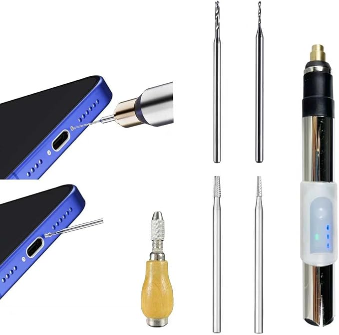 Damaged Screw Removal for Cell Phone, Rechargeable,Broken Screw Extractor for iPhone,4 Tungsten Steel Drill Bits(2.35mm) for Removing Stripped Screws Laptop Electronic Products Repair Kit, DIY Repair