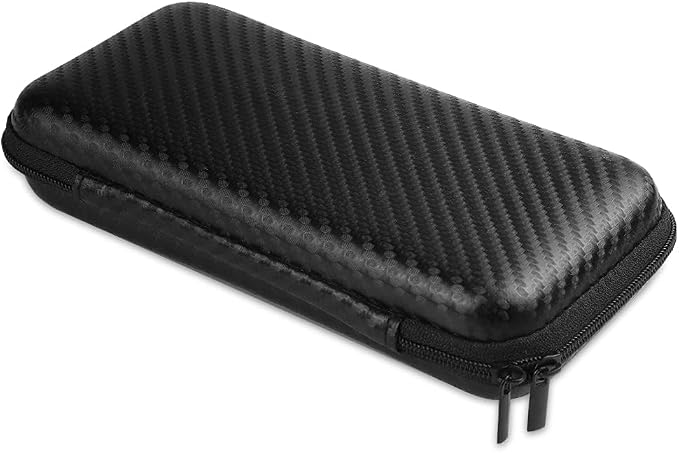 iMangoo Travel Essential Electronics Organizer Pouch Charger Case, Shockproof Dual Zipper Power Bank Cables Tech Accessories Purse, Men & Women Travel Must Have Storage Bag, 6.5x3.2x1 inch Fiber Black