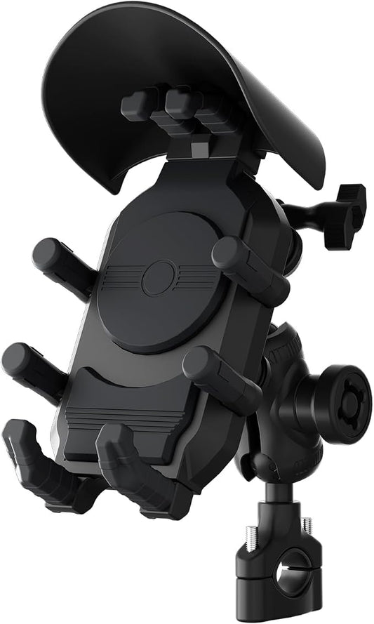 Universal Motorcycle Phone Holder, 8-Claw Heavy Duty Thick Phone Handlebar Mount for Electric Scooter/Bike/ATV, Compatible with iPhone 15/14/13 Pro Max, Samsung Galaxy S23/S22 Ultra, Gopro Camera