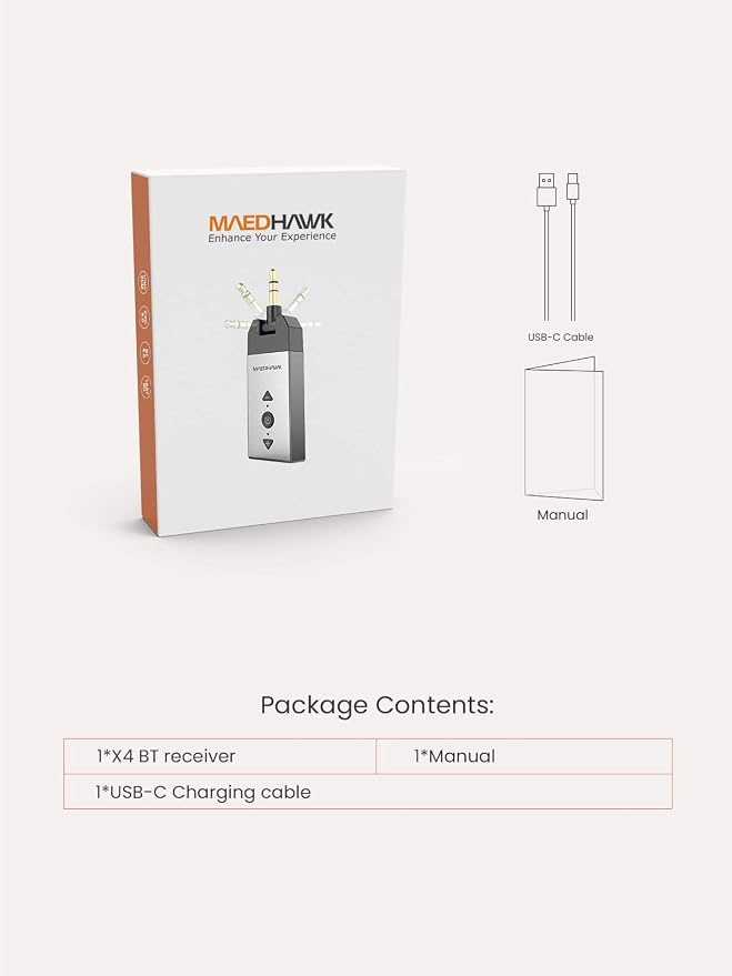 Maedhawk Bluetooth 5.2 Aux Adapter for Car Home Stereo Speaker Headphone, Wireless Audio Receiver with Rotatable 3.5mm Jack, Handsfree Calls, A2DP