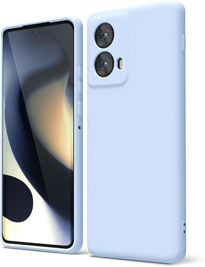 oakxco for Motorola Moto Edge 2024 Phone Case Liquid Silicone, Thin Slim Soft Rubber Gel TPU Plain Protective Simple Cover for Women Girl Cute, Matte Solid Color Aesthetic, Light Blue