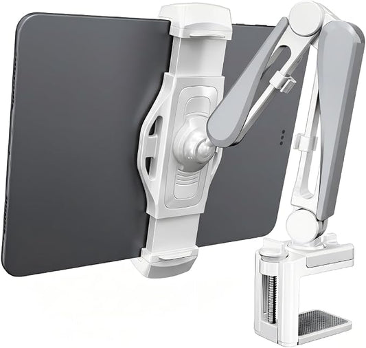 Aluminum Tablet Stand, Adjustable iPad Mount with 360° Rotate, Tablet Holder for Desk/Headboard for Recording/Filming, Fits 4-13" Phones and Tablets