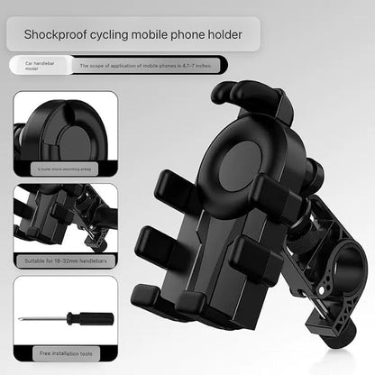 2026 anti-theft aluminum alloy motorcycle, bicycle, mobile phone holder, airbag, super strong grip, equipped with shock absorbers and safety locks, adjustable size, suitable for all smart phones