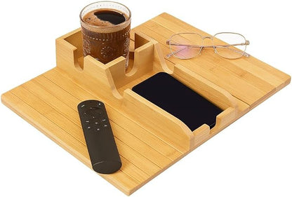 Couch Cup Holder, Sofa Armrest Tray with Drink Holder, Foldable Anti-Slip Arm Table, Cup Holder Tray for Mugs Cellphone Remote and Snacks.