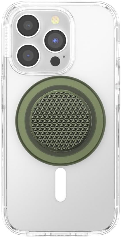 PopSockets Phone Grip for MagSafe, Magnetic Holder, Phone Stand, Green - Triangle Knurl Olive