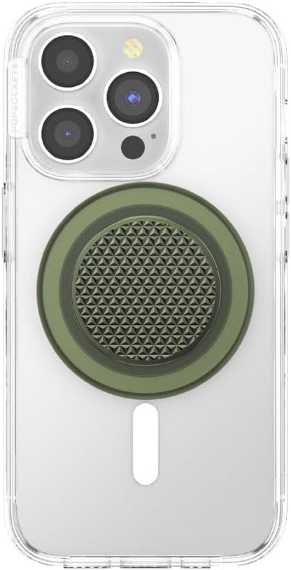 PopSockets Phone Grip for MagSafe, Magnetic Holder, Phone Stand, Green - Triangle Knurl Olive