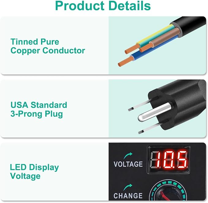 Universal Power Supply 3V~24V 3A 72W Adjustable Variable 3V 5V 6V 9V 12V 15V 18V 20V 24V AC/DC Adapter Charger, 100V-240V AC to DC Converter with 14 Tips and Polarity Converter