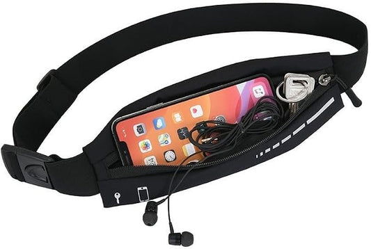 2 Pack Running Belt Slim Pack for Women Men, Phone Holder Runners Pouch Waist Belt for Workout Jogging, Money Belt Running Gift Gear Accessories, Black, One Size, Fashion (Black)