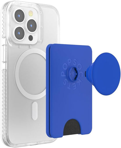 PopSockets Phone Wallet for MagSafe, Phone Card Holder with Grip, Blue - Cobalt