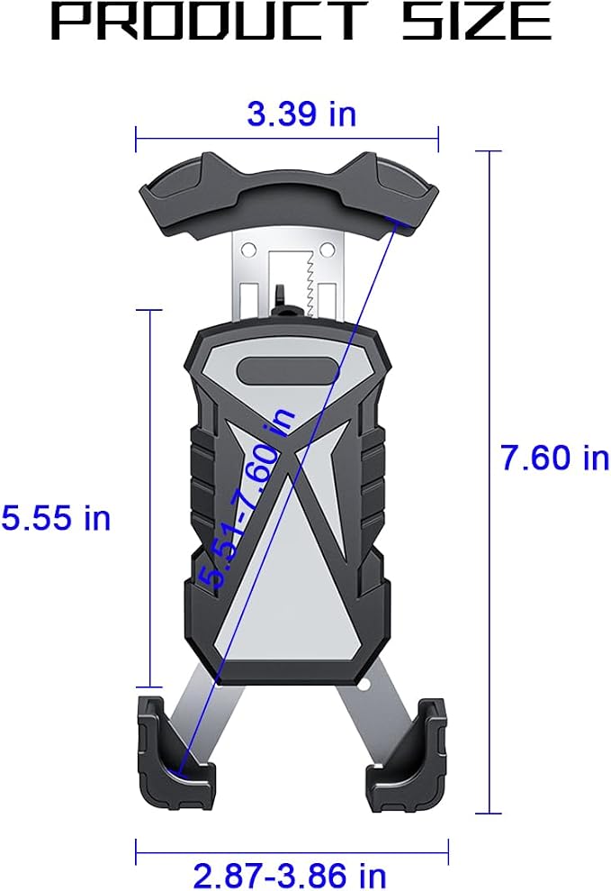 AICEL Motorcycle Phone Mount, Anti-Shake Bicycle Handlebar Cell Phone Holder with Secure Lock, Adjustable Motorbike Smartphone Bracket Accessories, Universal for Scooter ATV Motorcycle