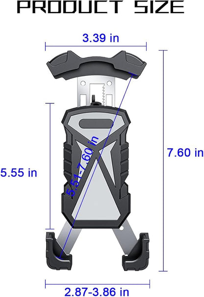 AICEL Motorcycle Phone Mount, Anti-Shake Bicycle Handlebar Cell Phone Holder with Secure Lock, Adjustable Motorbike Smartphone Bracket Accessories, Universal for Scooter ATV Motorcycle