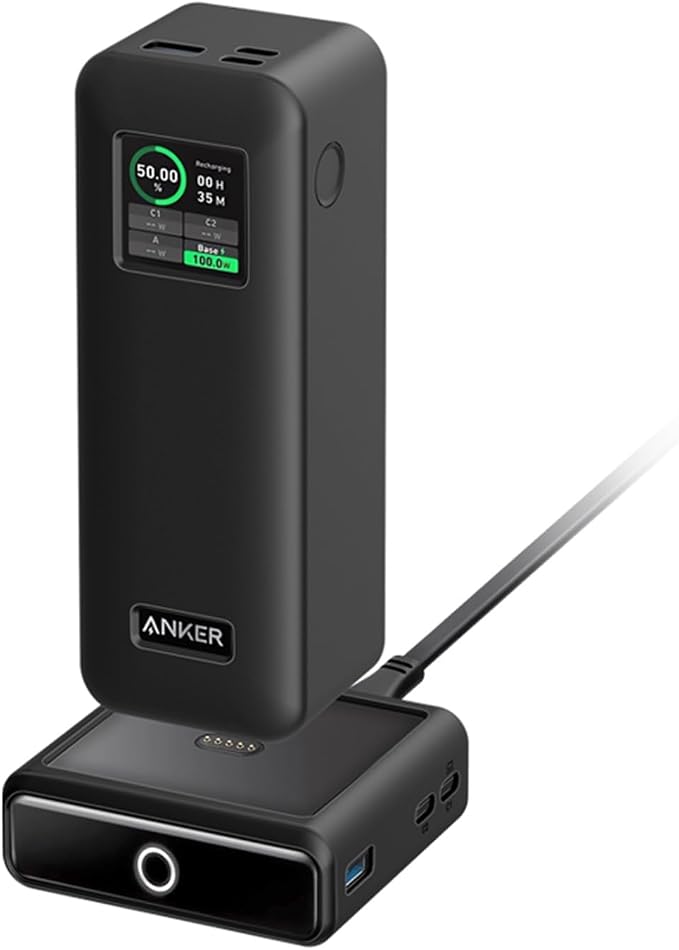 Case for Anker Prime 27,650mAh Power Bank (250W) with 100W Charging Base,Soft Skin Silicone Case Cover with Lanyard，Full Protective Case for -Black