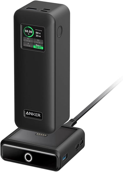 Case for Anker Prime 27,650mAh Power Bank (250W) with 100W Charging Base,Soft Skin Silicone Case Cover with Lanyard，Full Protective Case for -Black