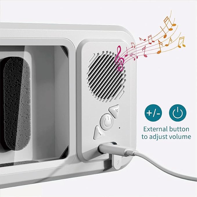 Waterproof Phone Holder with Speaker, Shower Phone Holder Waterproof, Shower Phones Holder with Wireless Bluetooth Speaker with 360° Rotation Ipx4 Aqua with Shower Play(White)