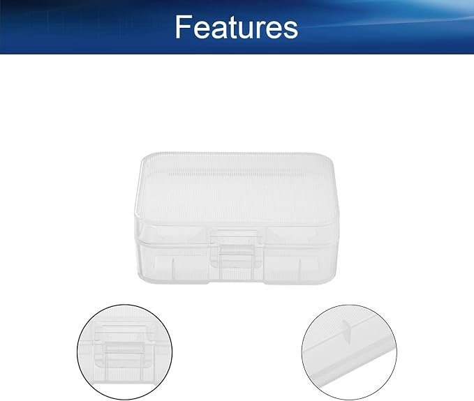 Heyiarbeit Battery Storage Case Holder Box for 2 18500 Batteries, Clear Color (1 Pack)