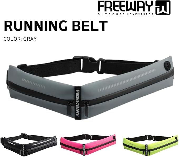 Lightweight Running Belt - for Man and Woman Running Phone Holder, Waist Pack for Workout, Money Belt, Running Gear Accessories (Double, Gray) designed for carrying Phone, Keys & Essentials