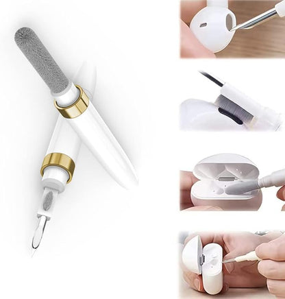 Dual-Brush Earbud Cleaning Pen | 4-in-1 Pro Kit for Precision & Durability, Tool Compatible with Airpods, Galaxy Buds, All Wireless Headsets -Gold