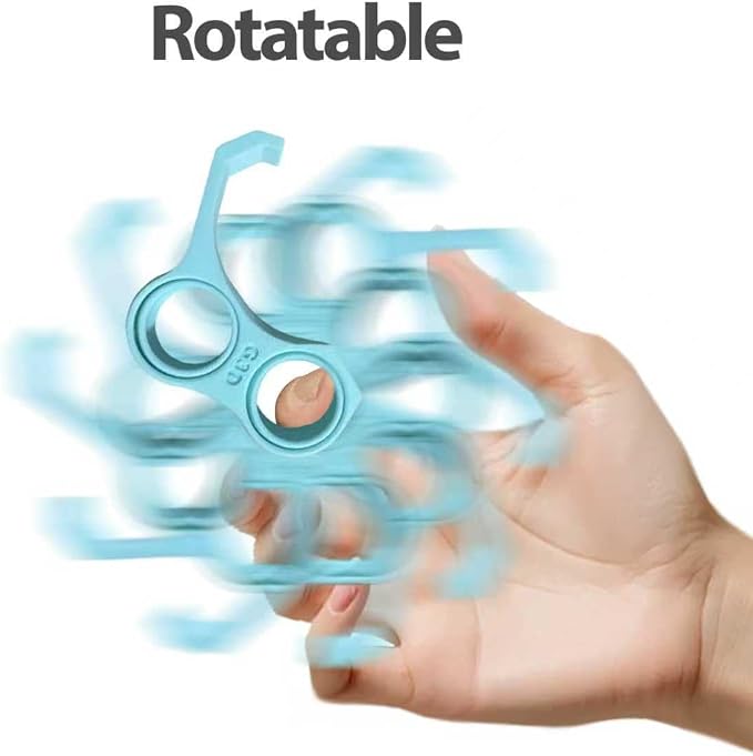 Ergonomic Finger Stand Phone Holder, Finger Phone Holder, Pinky/Ring Finger Grip Strap, Stress-Relieving Toy, Multi-Functional Design, Comfortable Grip, Easy to Carry. (Cyan)