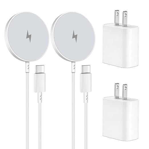 Wireless Magnetic Charger,2Pack Fast Apple Mag-Safe Charger iPhone Magnet Charging Pad Flat Mag Safe Charging for iPhone 17Pro Max/16 Pro Max/16Pro/16/15Pro Max/15 Plus/14/13/12/AirPods 3/2/Pro/Pro 2